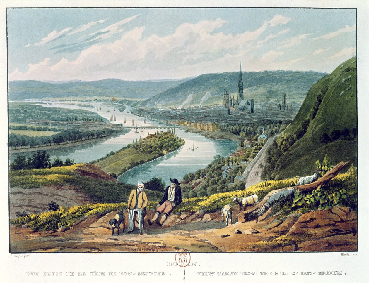 روان ، منظر من تلة Bon-Secours ، c.1835 بواسطة ريتشارد باركس بونينجتون