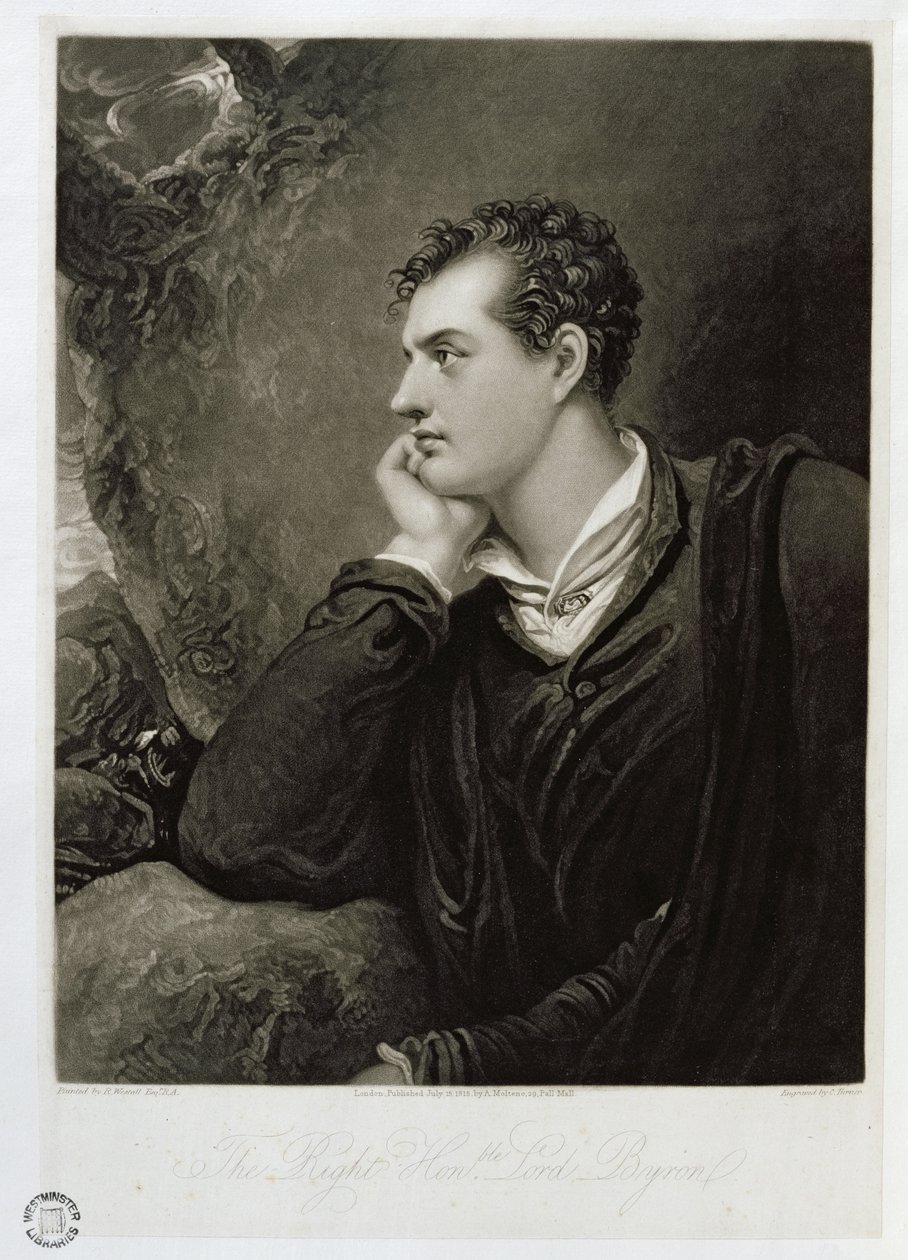 جورج جوردون ، اللورد بايرون السادس (1788-1824) ، منقوش بواسطة تشارلز تورنر (1773-1857) ، 1815 بواسطة ريتشارد ويستال