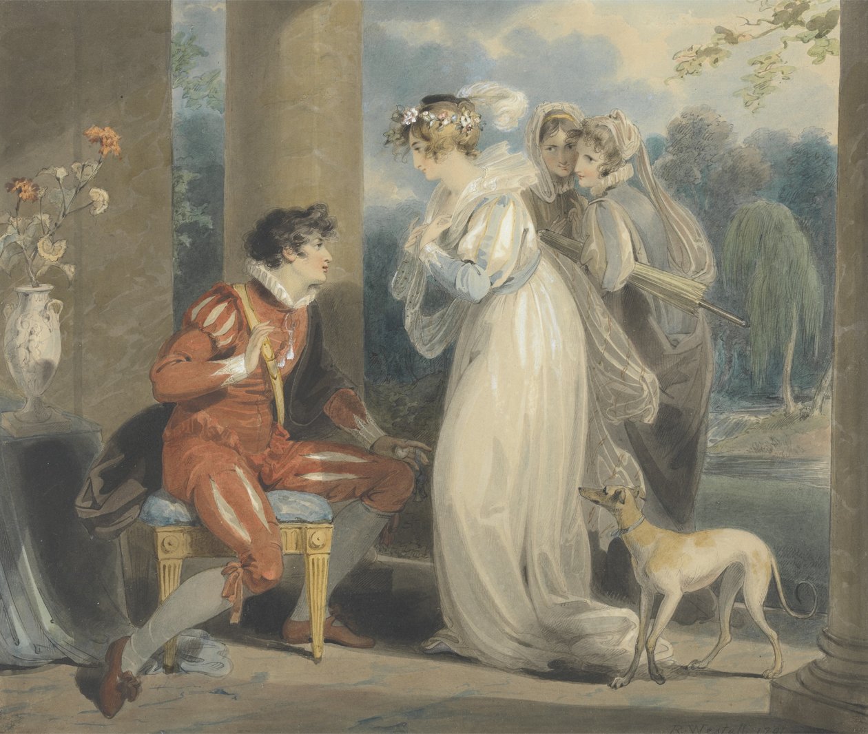 روزبود ، أو حكم باريس ، 1791 (مرحاض ولون الجسم على الجرافيت على الورق) بواسطة ريتشارد ويستال