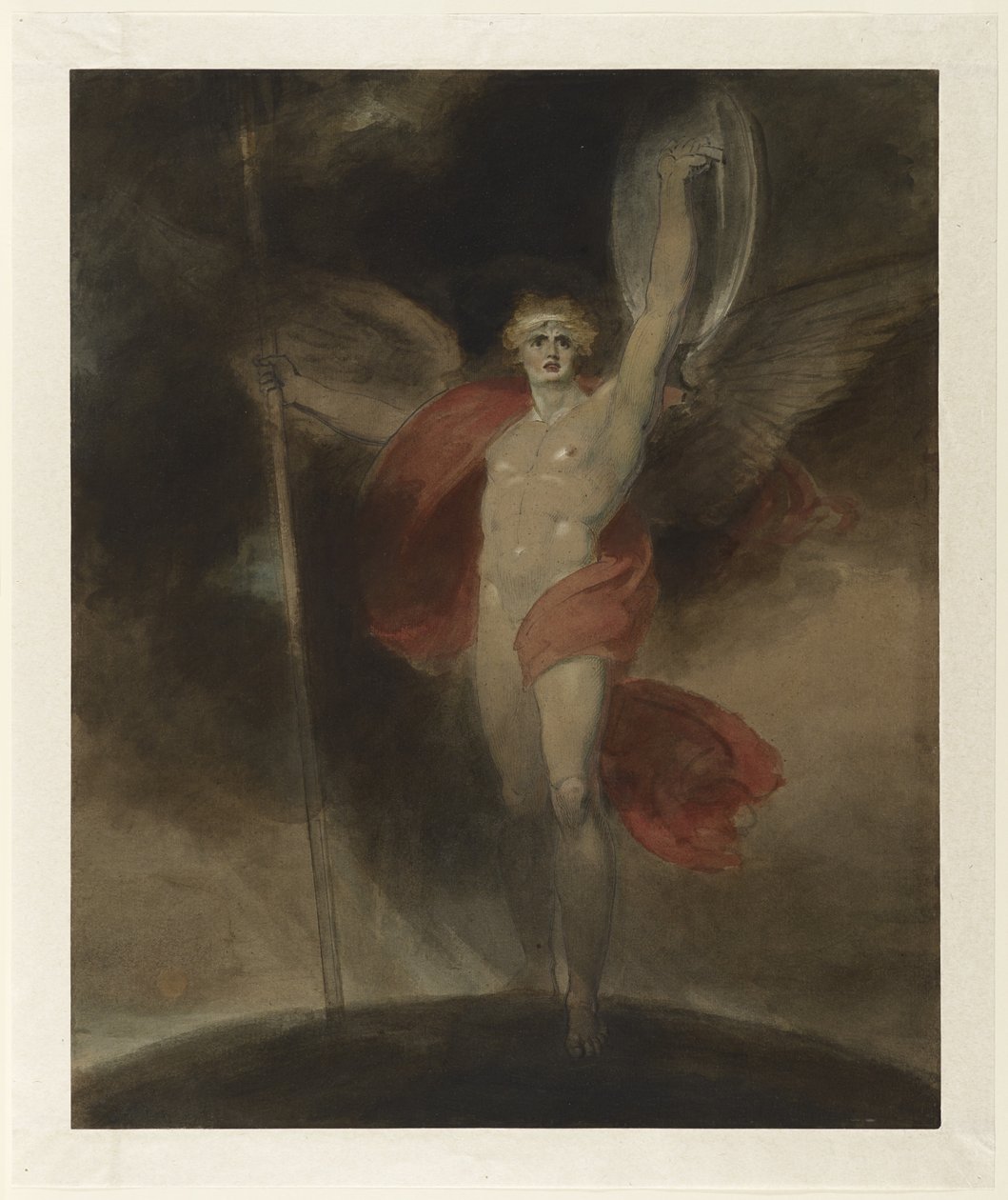 Satan Alarmd، c.1790s (ألوان مائية وقلم وحبر وألوان الغواش فوق قلم رصاص على ورق مضغوط) بواسطة ريتشارد ويستال