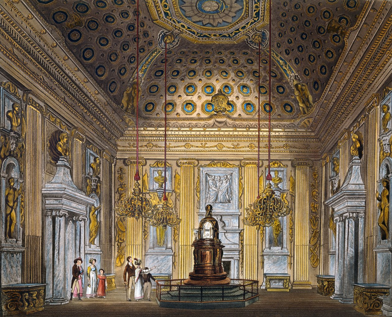 غرفة مقببة ، نقش لتوماس ساذرلاند (1785-1838) ، بناءً على تصميم ريتشارد كاتيرمول (1795-1858) ، من تاريخ المساكن الملكية بواسطة ريتشارد (بعد) كاترمول
