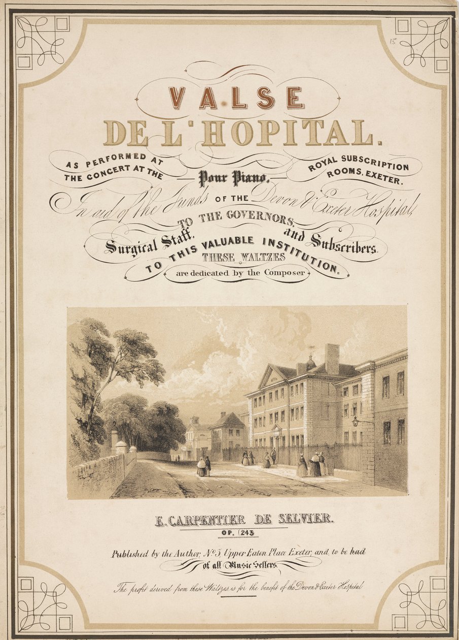 Hospitals Title page to the sheet music for ïValse de lHopital بواسطة ريتشارد (بعد) داد
