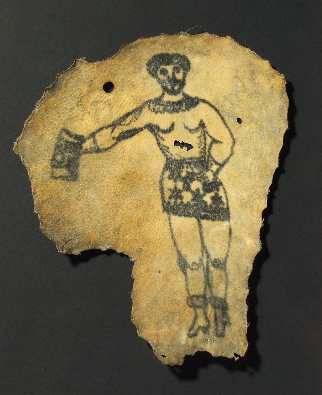 Human skin, tattooed with male figure in skirt, probably French بواسطة ريتشارد (بعد) داد