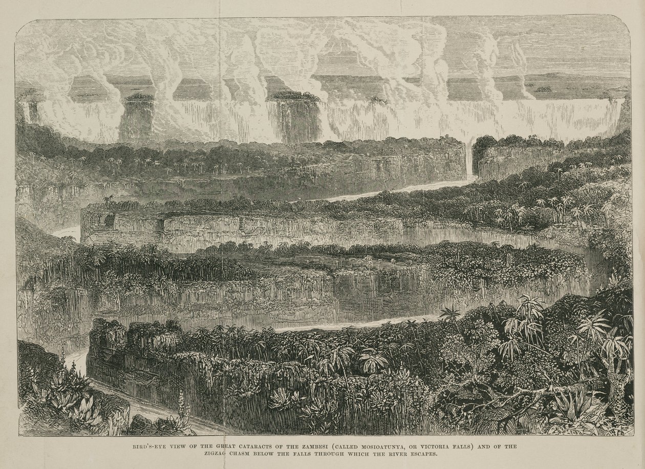 Victoria Falls, Africa, c 1855 بواسطة ريتشارد (بعد) داد