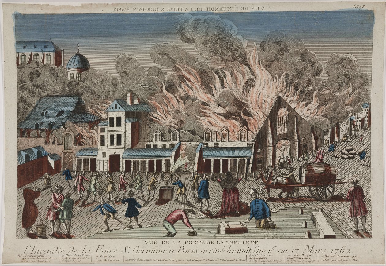 View of the fire at St Germain, Paris بواسطة ريتشارد (بعد) داد