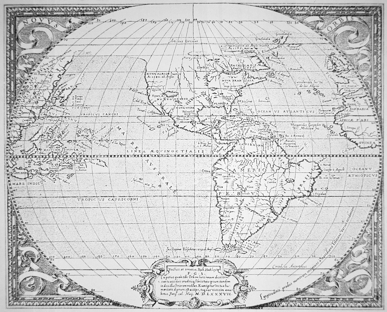 Map of the New World 1587 (litho) بواسطة ريتشارد (بعد) هاكليوت