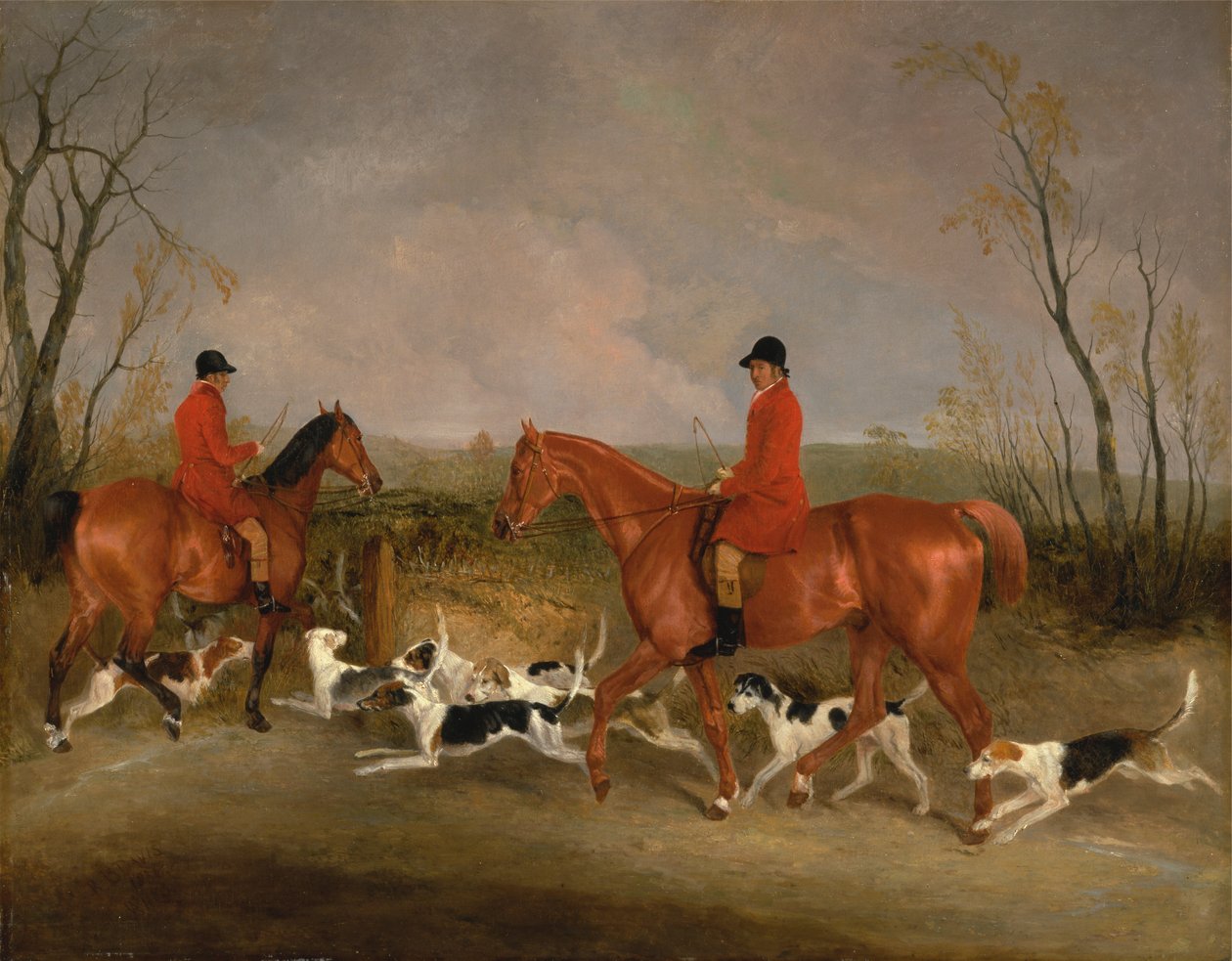 جورج ماونتفورد، Huntsman to the Quorn، وW. Derry، Whipper-In، في John O'Gaunt's Gorse، بالقرب من ميلتون موبراي بواسطة ريتشارد باريت ديفيس