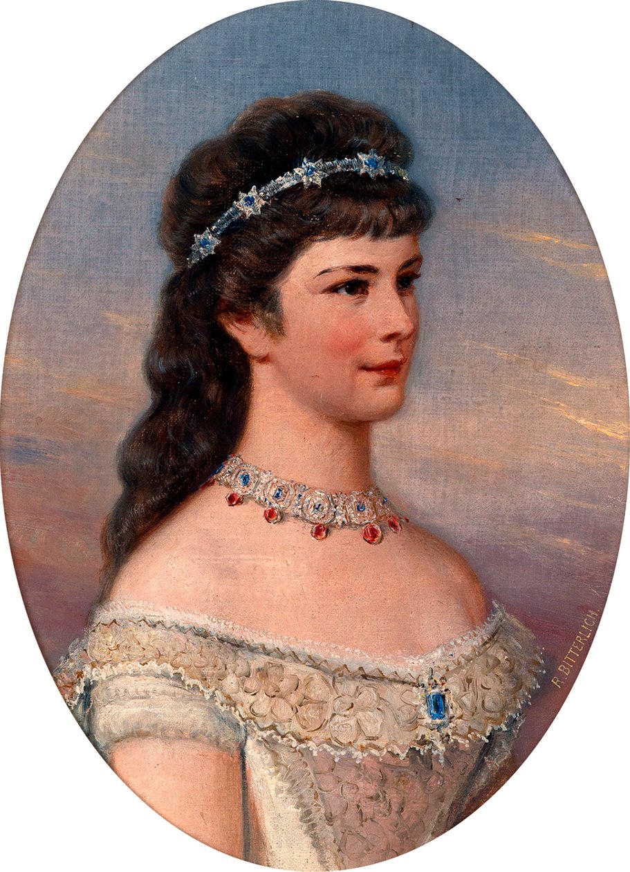 "" صورة إليزابيث من فيتلسباخ (1837-1898) (سيسي أو سيسي) ، وإمبراطورة النمسا (1854-1898) وملكة المجر (1867-1898) "لوحة لريتشارد بترليش (1862-1940) مجموعة خاصة بواسطة ريتشارد بيترليتش