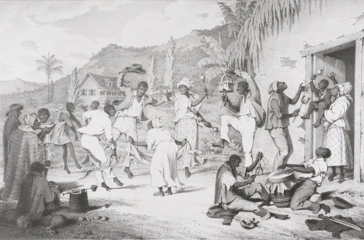 الرقص الأسود ، من "مشهد غرب الهند مع رسوم توضيحية لشخصية الزنوج" ، طبعه آر. جينينغز بواسطة ريتشارد بريدجينز