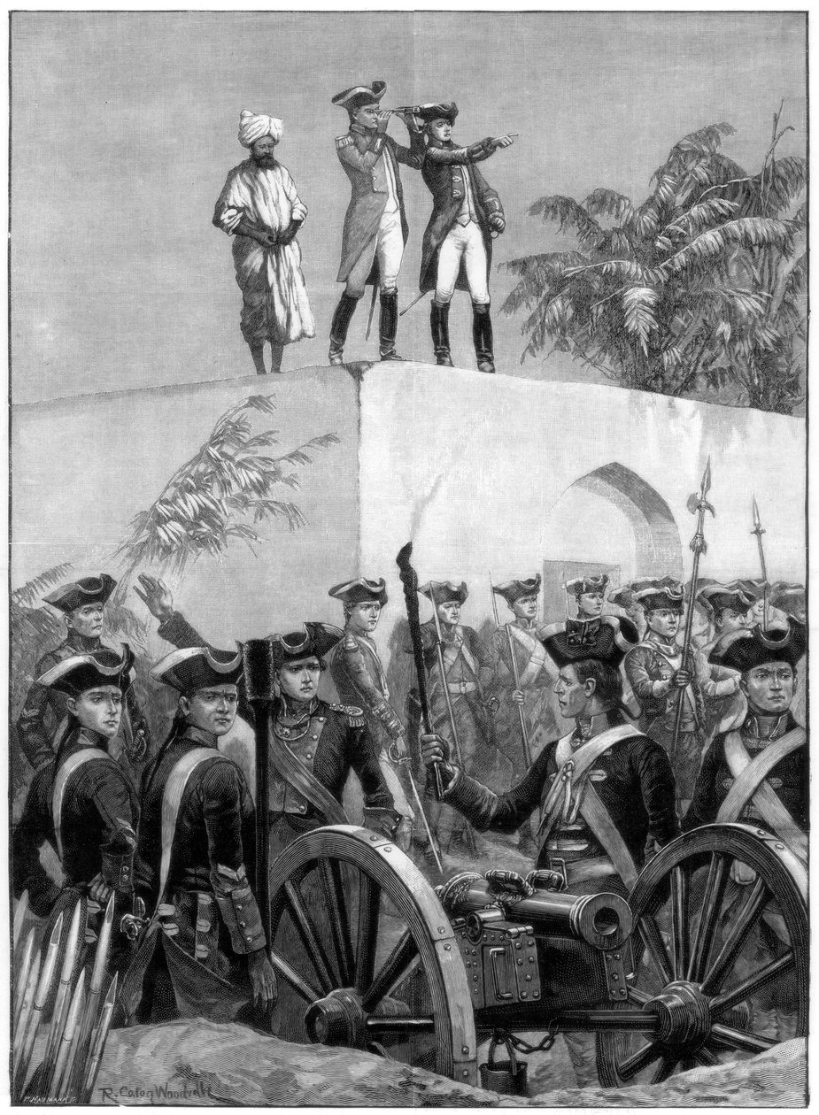 كلايف على سطح كوخ الصيد نواب سراج أود دولاهس ، الهند ، 1757 ، 1893. بواسطة ريتشارد كاتون الثاني وودفيل
