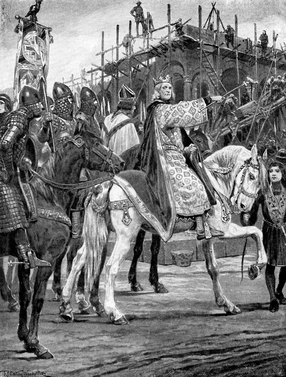 إدوارد المعترف يراقب بناء دير وستمنستر ، c1050 ، c1920. بواسطة ريتشارد كاتون الثاني وودفيل