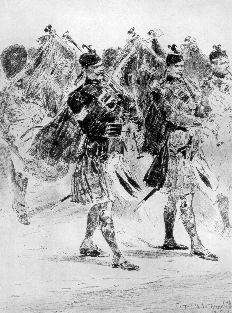 إلى عويل الأنابيب ، رثاء جنود المرتفعات ، 1910. بواسطة ريتشارد كاتون الثاني وودفيل