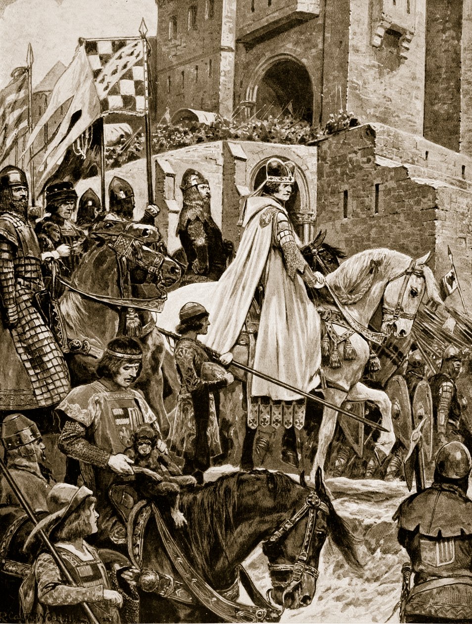 موكب بيكيت عبر فرنسا ، 1158 ، توضيح من "قصة هتشنسون عن الأمة البريطانية" ، ج .1923 بواسطة ريتشارد كاتون وودفيل جونيور