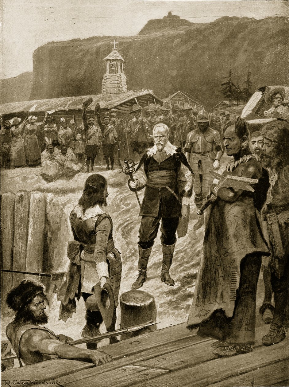أول قدم لبريطانيا في كيبيك ، التوضيح من "قصة هتشنسون عن الأمة البريطانية" ، ج .1923 بواسطة ريتشارد كاتون وودفيل جونيور