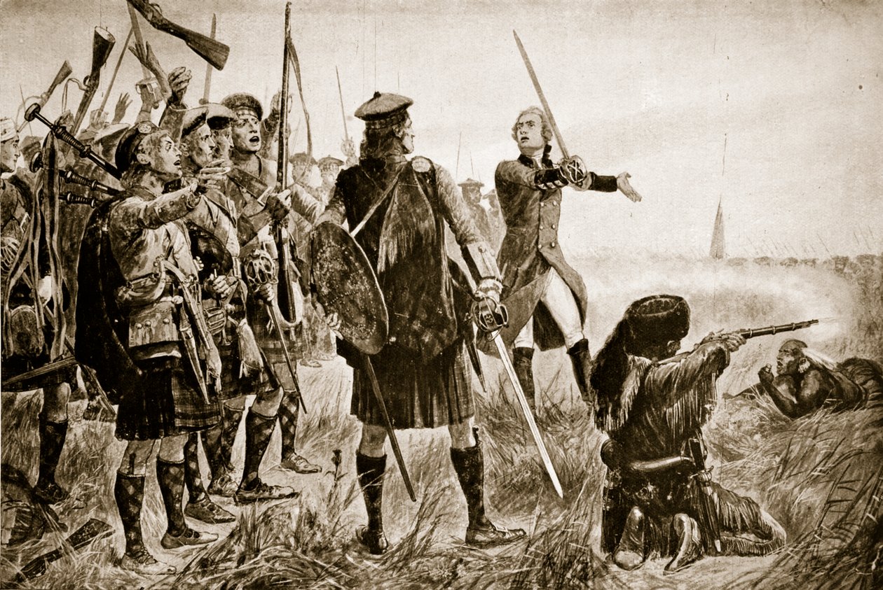 معركة كيبيك ، 1759 ، رسم توضيحي من "قصة هتشنسون عن الأمة البريطانية" ، ج .1923 بواسطة ريتشارد كاتون وودفيل جونيور