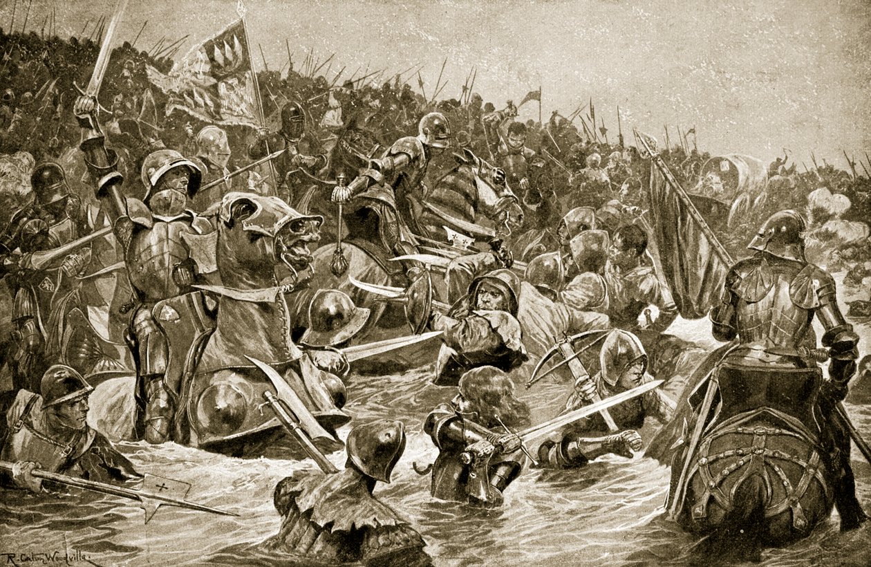 معركة توتون ، رسم توضيحي من "قصة هتشنسون للأمة البريطانية" ، ج .1923 بواسطة ريتشارد كاتون وودفيل جونيور