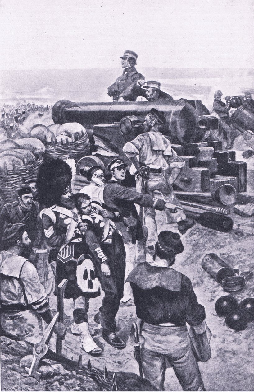 الهجوم على سيفاستوبول ، 1855 ، رسم توضيحي من المعارك البريطانية في البر والبحر ، 1915 بواسطة ريتشارد كاتون وودفيل جونيور