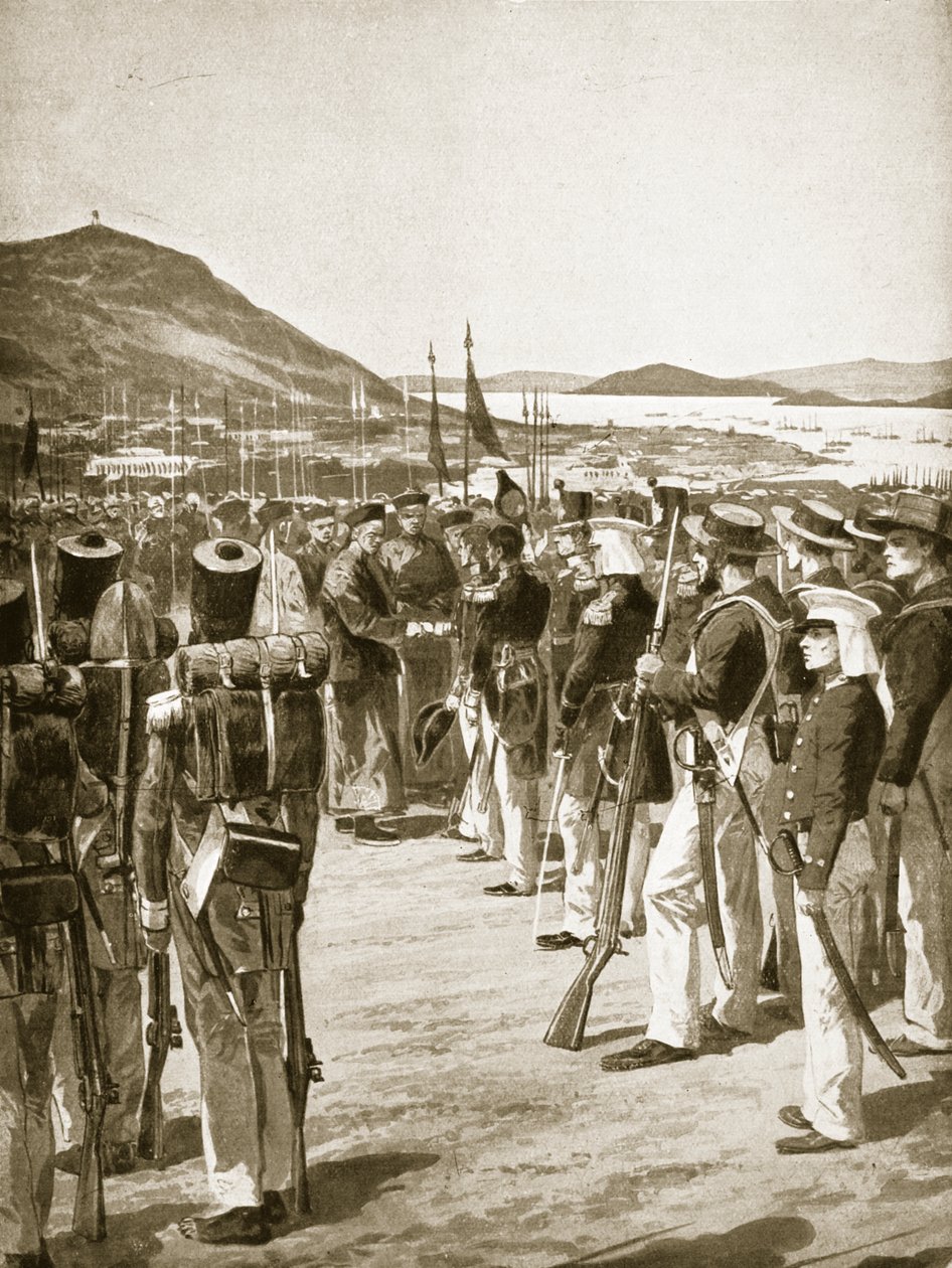 تنازل هونغ كونغ عن البريطانيين ، 1841 ، توضيح من "قصة هتشنسون للأمة البريطانية" ، c.1923 بواسطة ريتشارد كاتون وودفيل جونيور