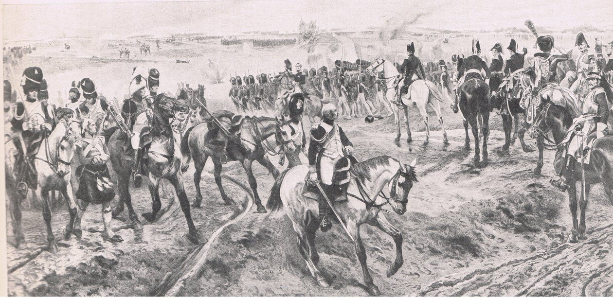 واترلو 18 يونيو 1815: الحرس القديم ، رسم توضيحي من المعارك البريطانية في البر والبحر ، 1915 بواسطة ريتشارد كاتون وودفيل جونيور