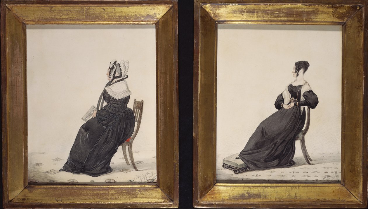 صورتان للأرامل ، 1837 (مرحاض وقلم رصاص على ورق) بواسطة ريتشارد دايتون