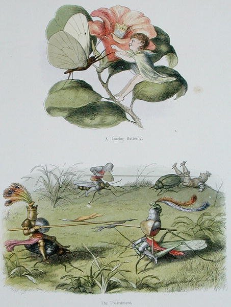 الفراشة الراقصة والبطولة ، الرسوم التوضيحية من "In Fairyland: A Series of the Elf-World" بواسطة William Allingham و Andrew Lang (color litho) بواسطة ريتشارد دويل