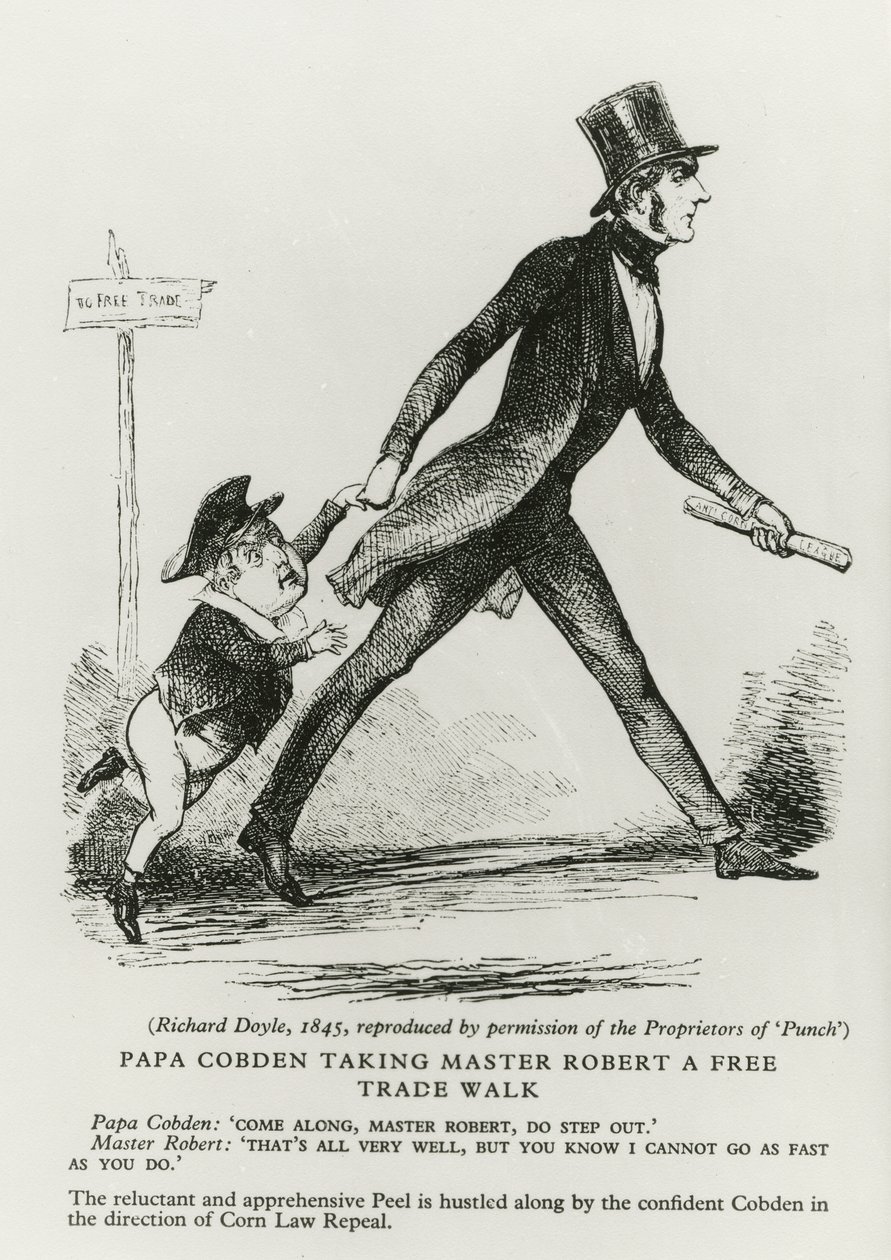 بابا كوبدن يأخذ السيد روبرت في نزهة تجارية حرة ، 1845 بواسطة ريتشارد دويل