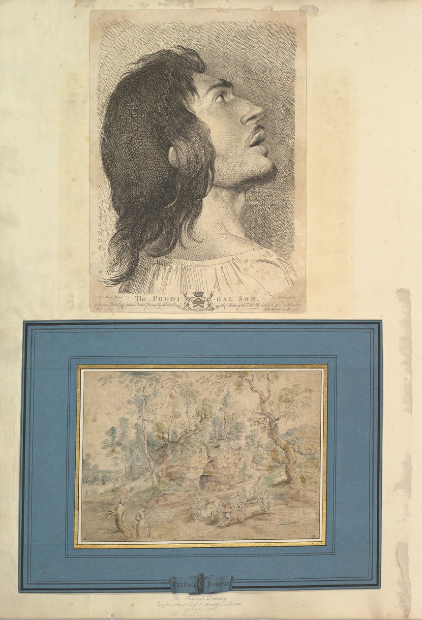 ورقة من Aedes Walpolianae مثبتة مع طباعة ورسم: الرأس في الملف الشخصي ... ، 1620-1766 بواسطة ريتشارد إيرلوم