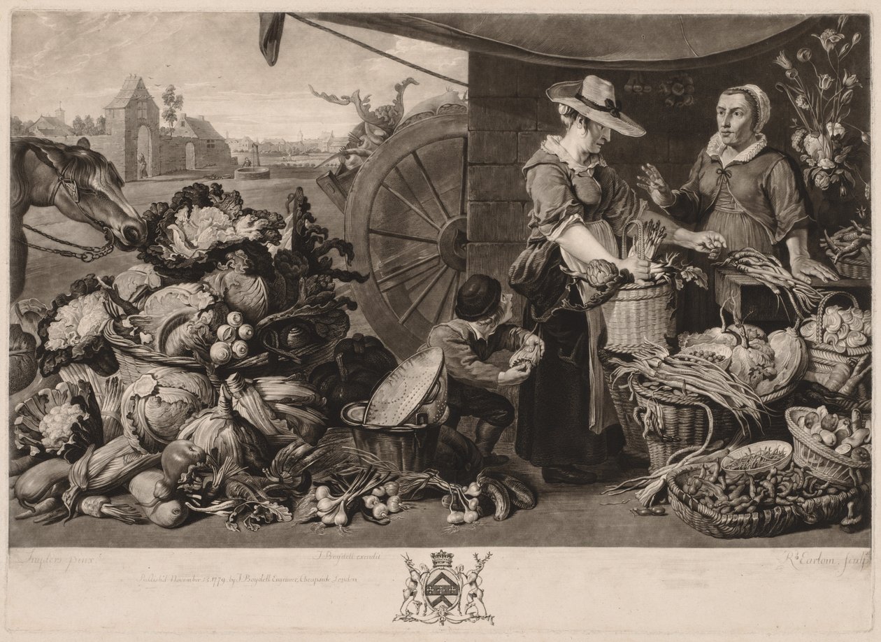 الأسواق الأربعة: سوق الخضار ، 1779. بواسطة ريتشارد إيرلوم