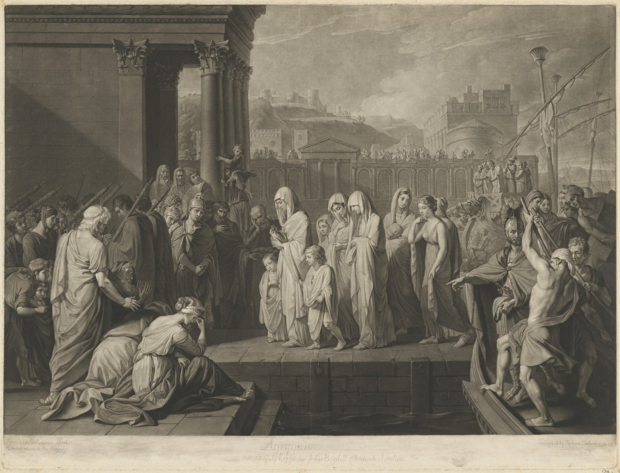 Agrippina الهبوط في برينديزي مع رماد Germanicus بواسطة ريتشارد إيرلوم بعد بنيامين ويست