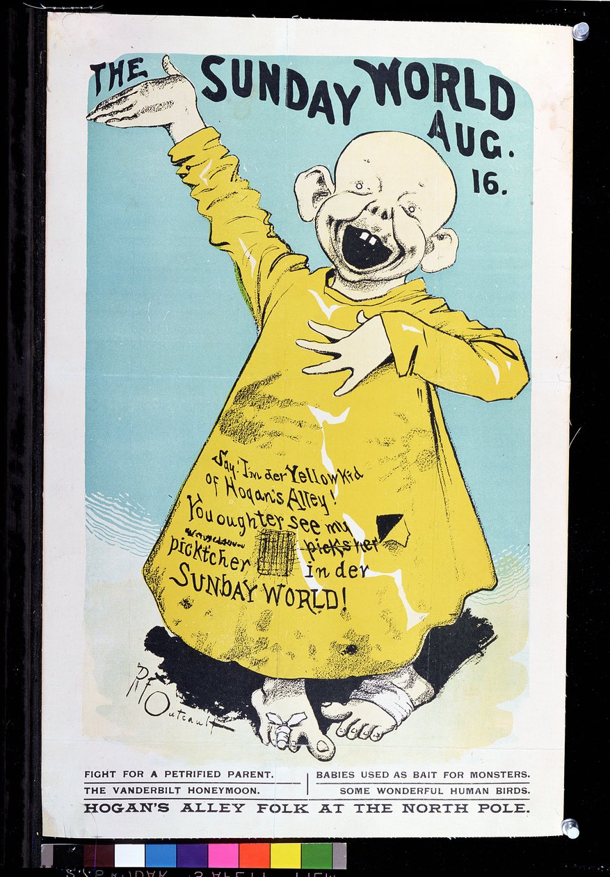 &39;قل! أنا دير يلو كيد من زقاق هوجان ، من ملصق إعلاني "عالم الأحد" ، c.1900 بواسطة ريتشارد فيلتون Outcault