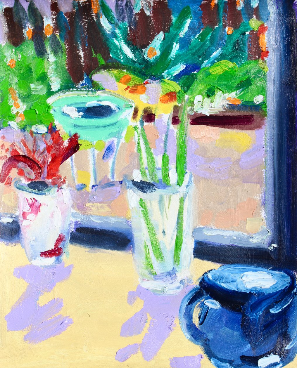 Still Life with Bird Bath ، 2021 (زيت على ورق) بواسطة ريتشارد إتش فوكس