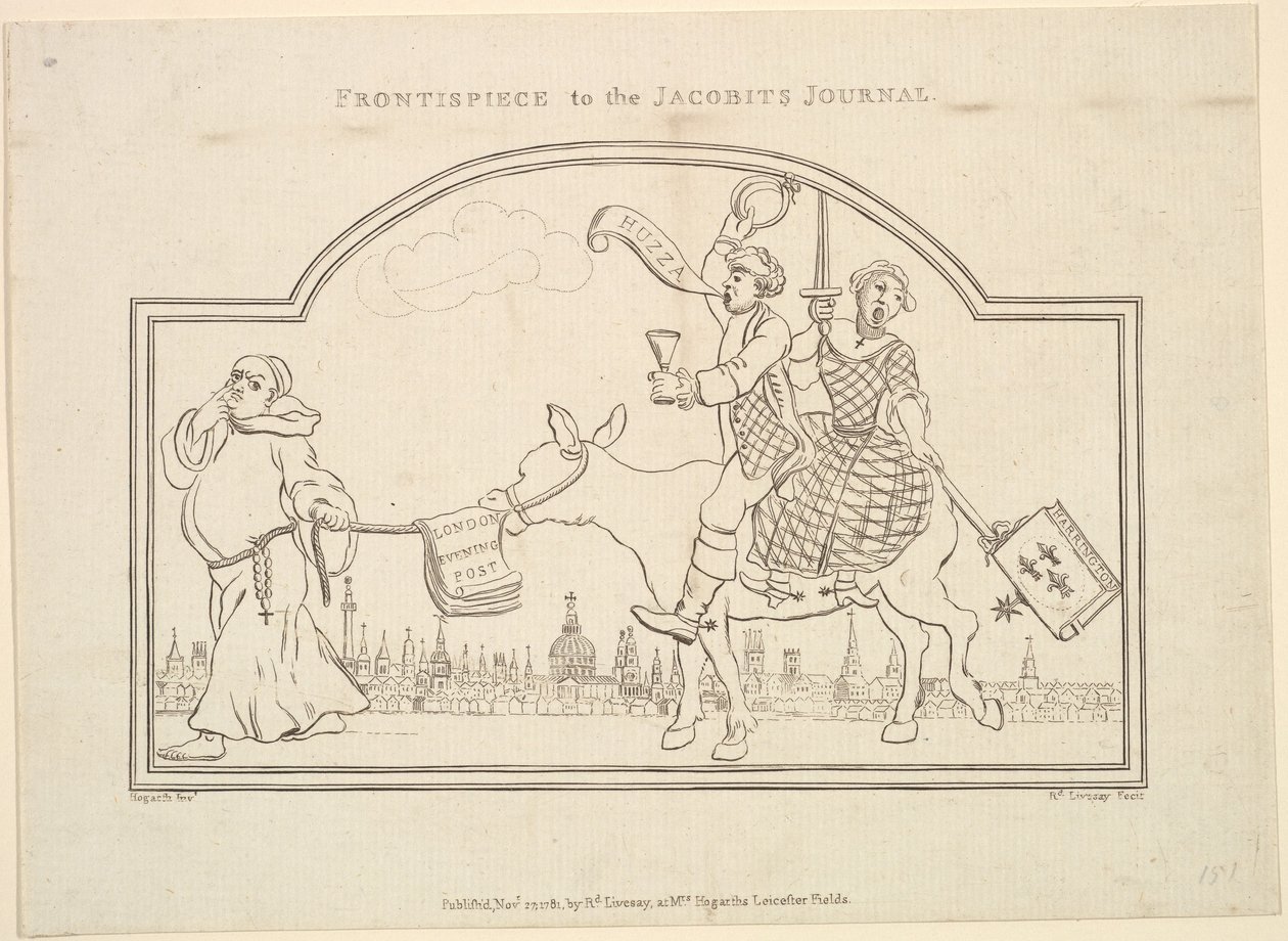 Frontispiece إلى The Jacobites Journal ، 27 نوفمبر 1781. بواسطة ريتشارد ليفساي