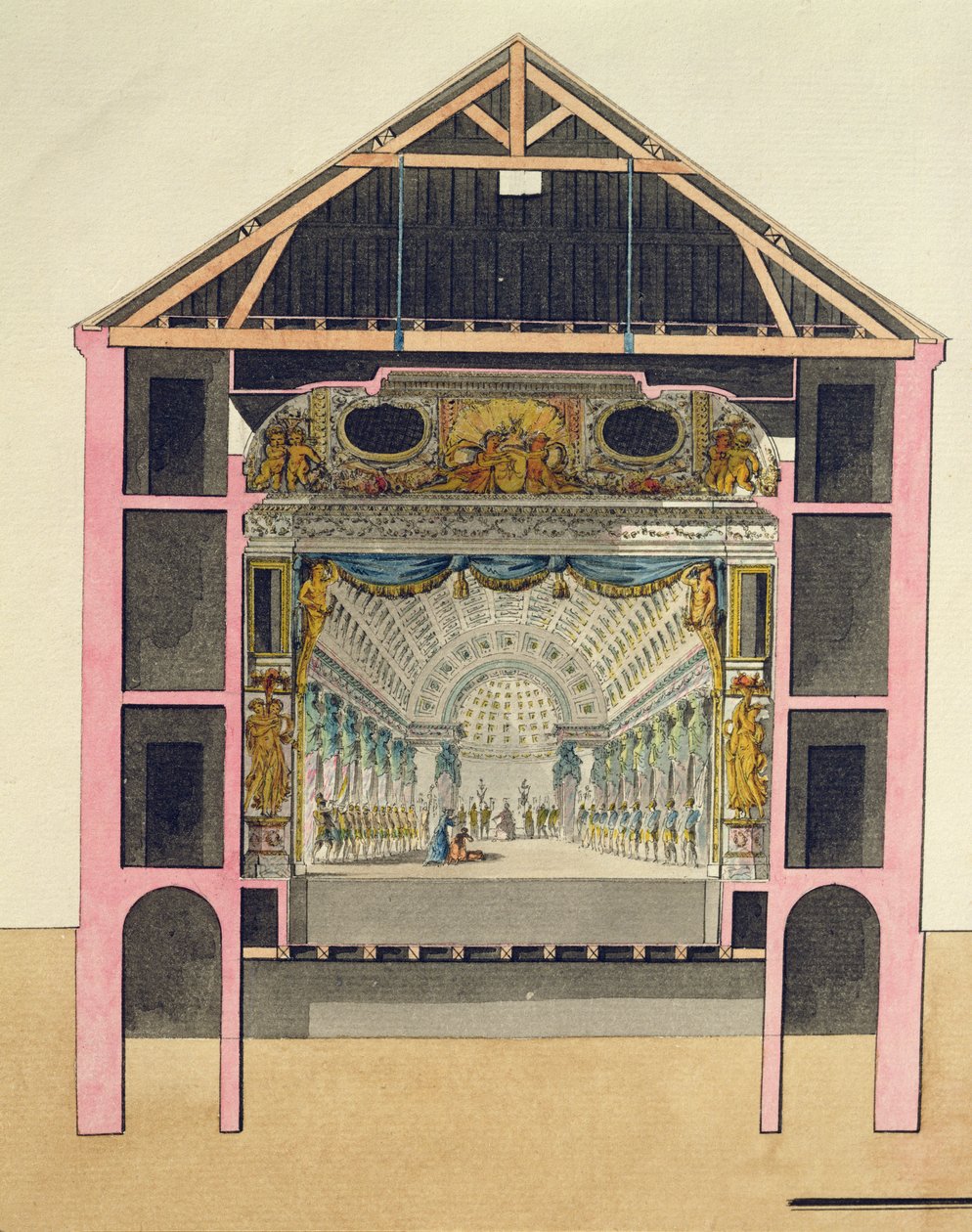 خطة لقاعة المسرح في Le Petit Trianon ، 1786 بواسطة ريتشارد ميك