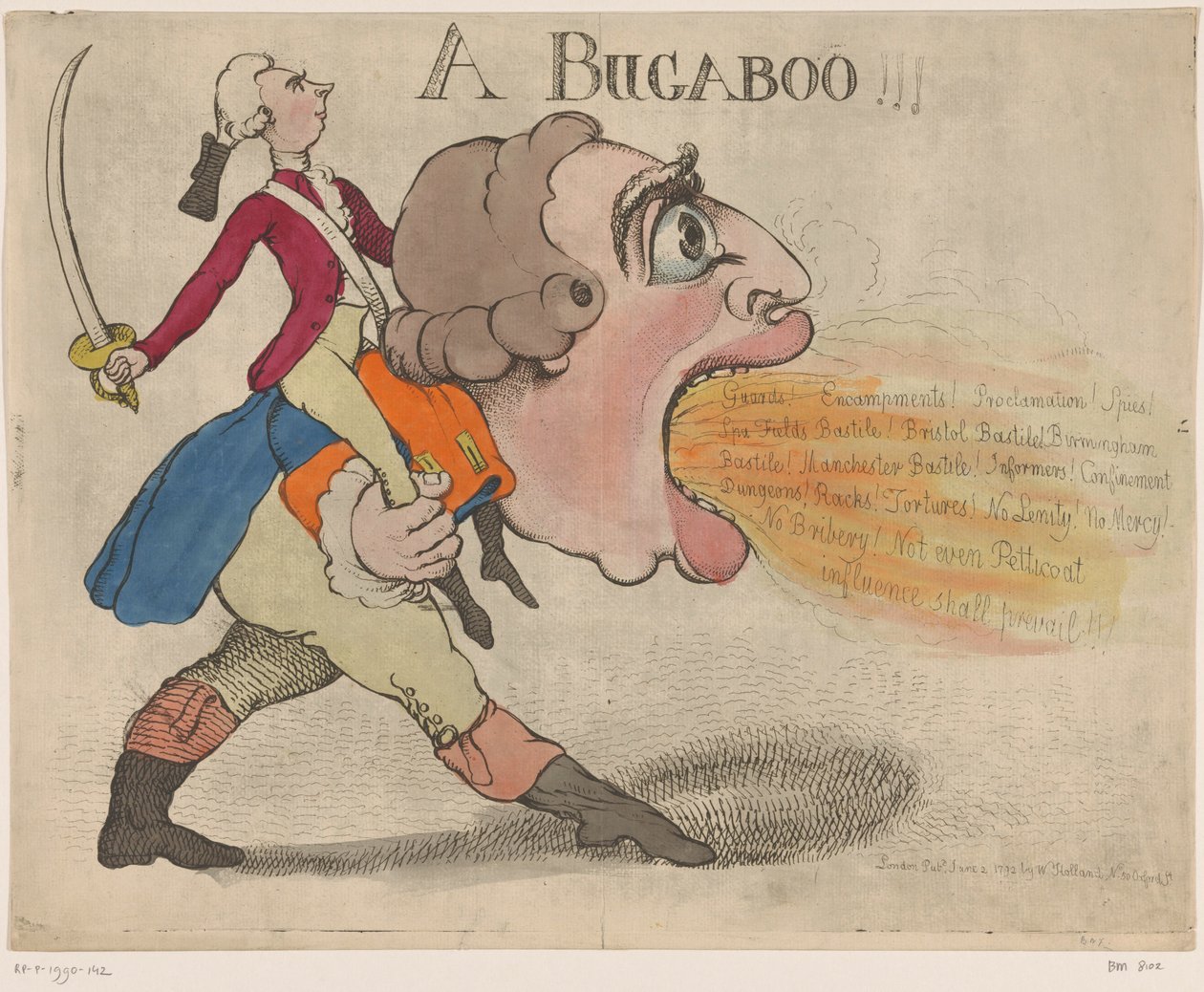 Spotprent op koning جورج الثالث 1792 A Bugaboo (العنوان على الكائن) بواسطة ريتشارد نيوتن