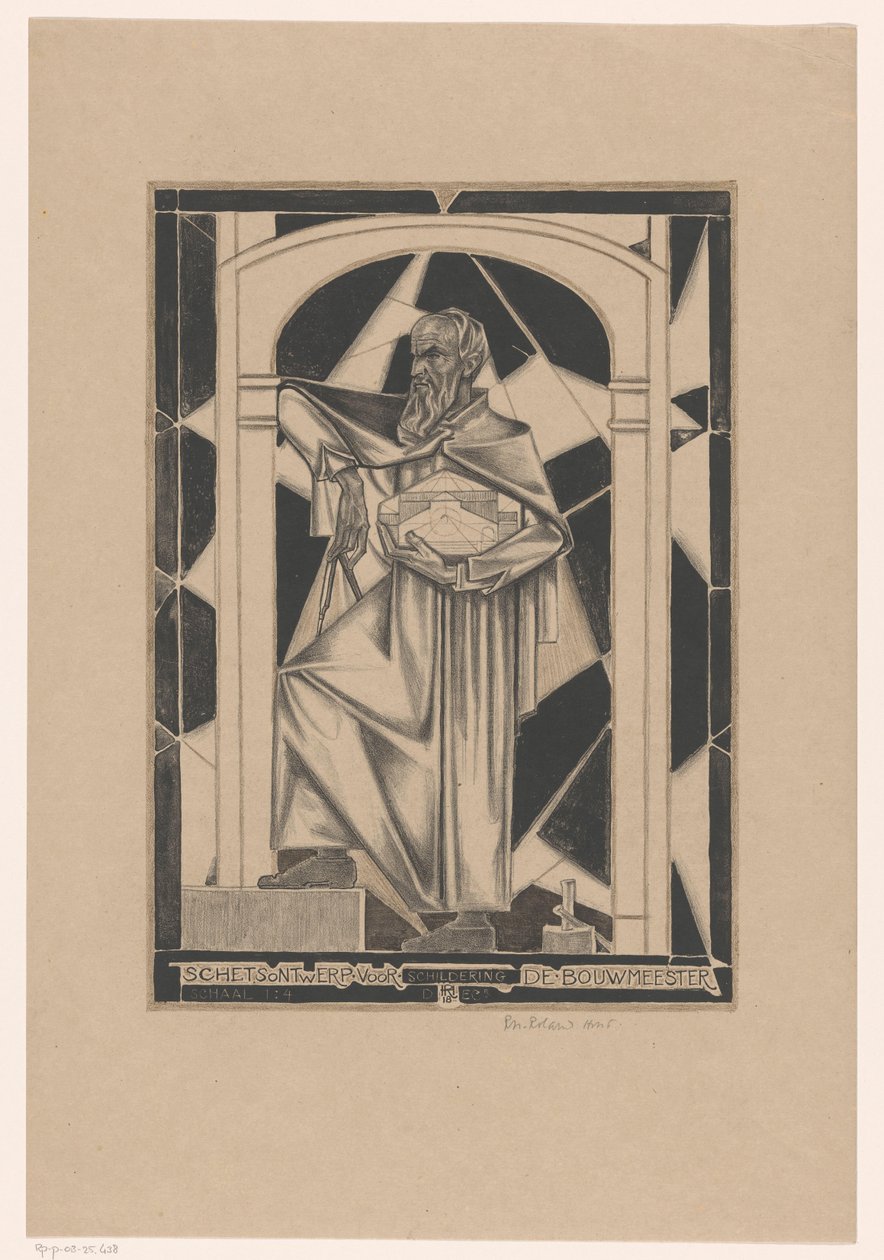 الباني الرئيسي (العنوان الأصلي على الكائن) تصميم تخطيطي للرسم باني رئيسي (العنوان على الكائن) بواسطة ريتشارد نيكولاوس رولاند هولست (توقيع الفنان)