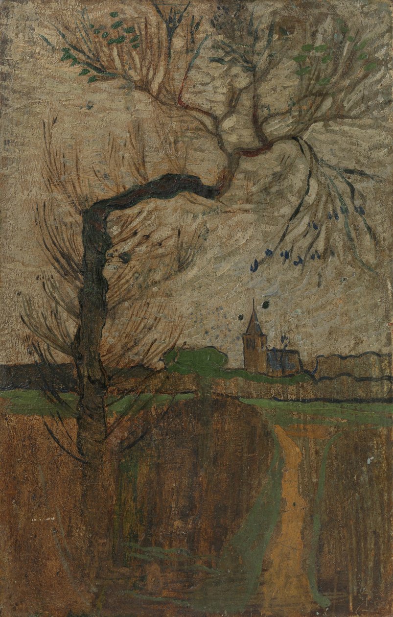 لوح قدم مع Willow and a Village on the Horizon بواسطة ريتشارد نيكولاس رولاند هولست