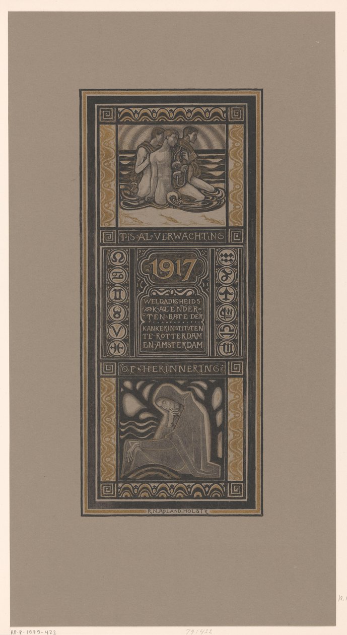 التقويم الخيري لعام 1917 إنه توقع أو ذاكرة بالفعل: تقويم الخير لصالح معاهد السرطان في روتردام وأمستردام (العنوان على الكائن) بواسطة ريتشارد نيكولاس رولاند هولست
