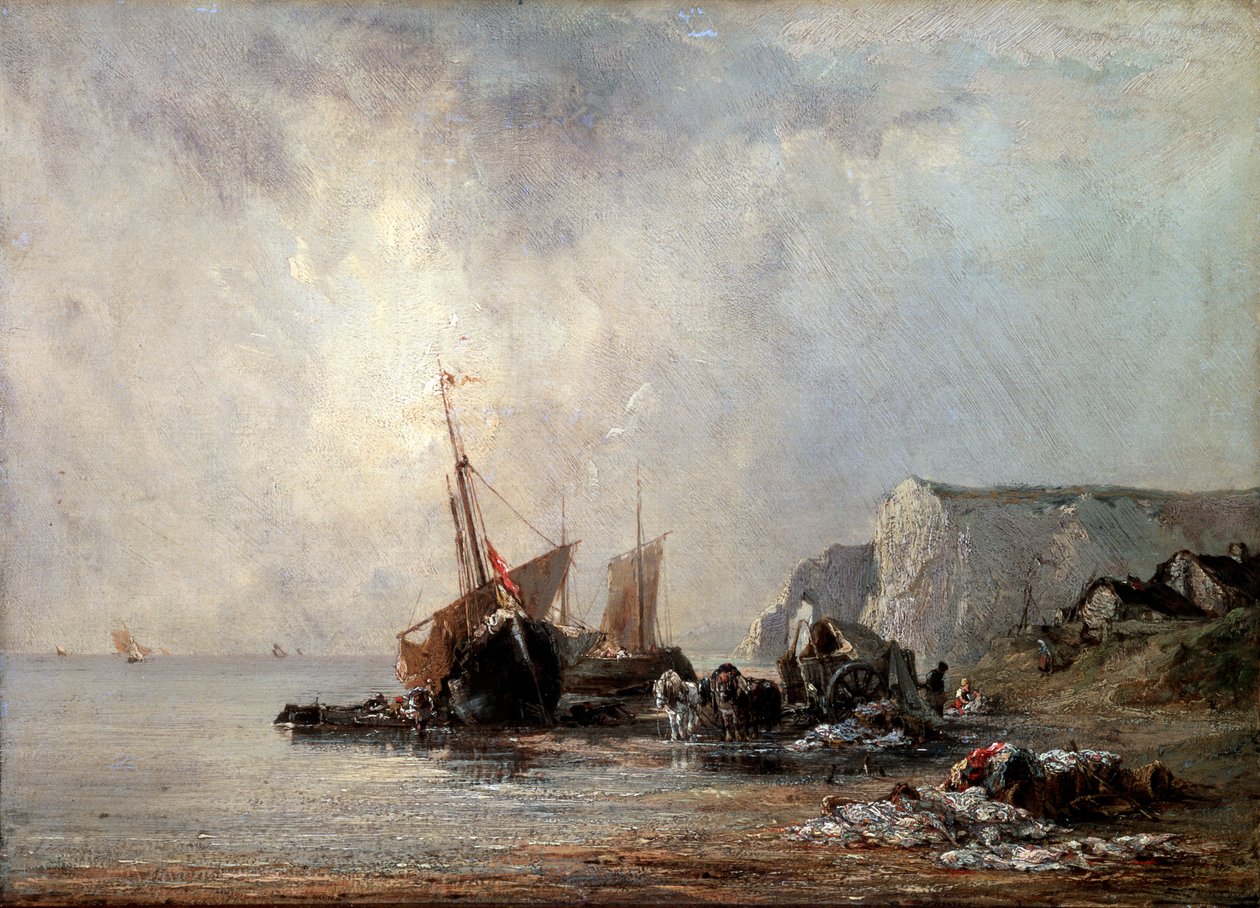 القوارب في شاطئ نورماندي ، 1823. بواسطة ريتشارد باركس بونينجتون