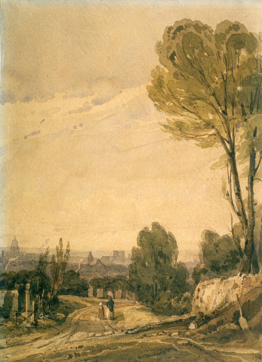 منظر باريس من مقبرة Pere Lachaise ، c1825 بواسطة ريتشارد باركس بونينجتون