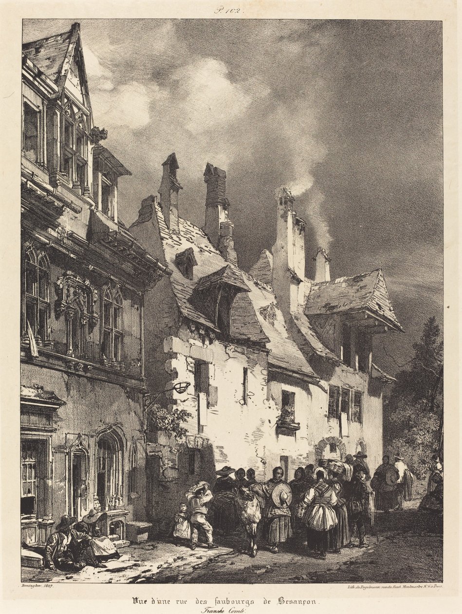 Vue d'une rue des Faubourgs de Besançon (منظر لشارع في ضواحي بيزانسون) بواسطة ريتشارد باركس بونينجتون