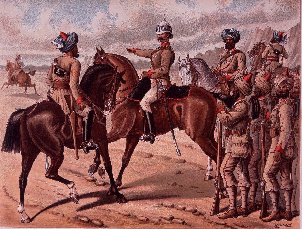 The Corps of Guides، c.1895 (لون ليثو) بواسطة ريتشارد سيمكين