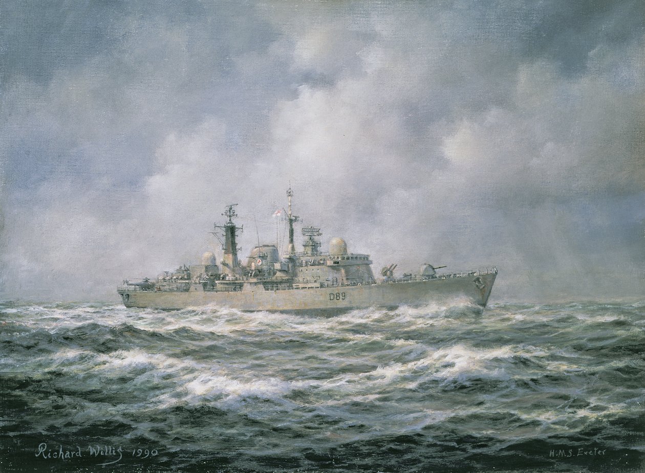 HMS إكستر في البحر ، 1990 بواسطة ريتشارد ويليس