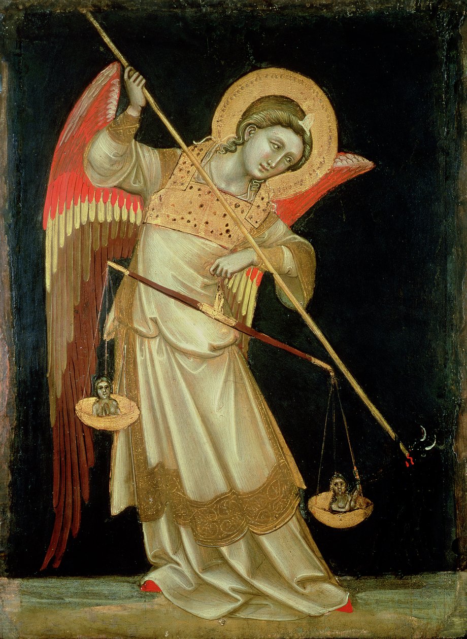 ملاك يزن الروح ، c.1348-55 (درجة الحرارة على اللوحة) بواسطة Ridolfo di Arpo Guariento