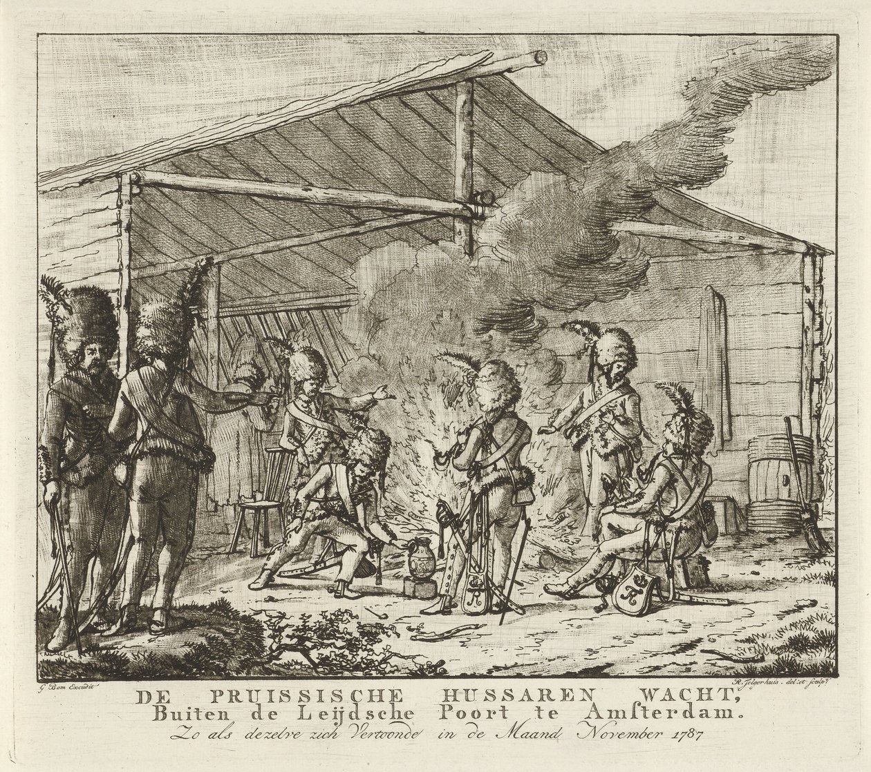 الفرسان البروسيون ينتظرون في Leidse Poort في أمستردام ، 1787 الفرسان البروسيون ينتظرون ، خارج Leijdsche Poort في أمستردام (...) (العنوان على الكائن) بواسطة راينك جيلجيرهويس