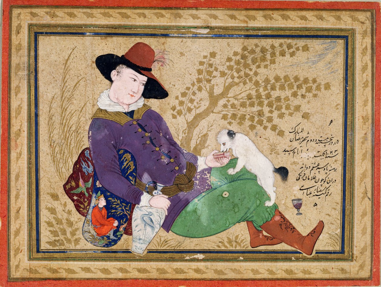 البرتغالية الشباب ، الفارسية ، 1634 (مرحاض ، ذهب وحبر على ورق) بواسطة رضا العباسي