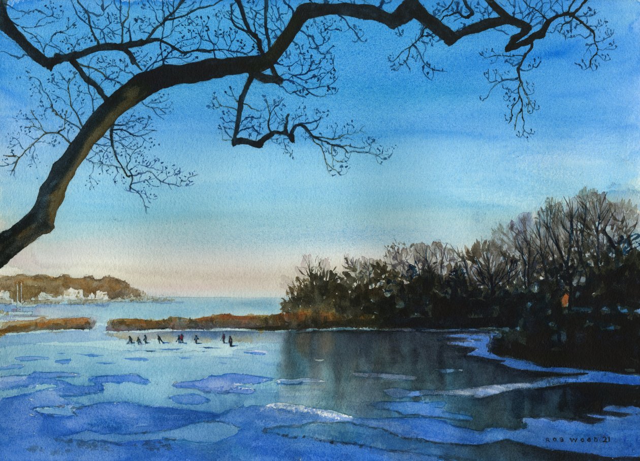 الألعاب الشتوية، 2021 (ألوان مائية على ورق) بواسطة 