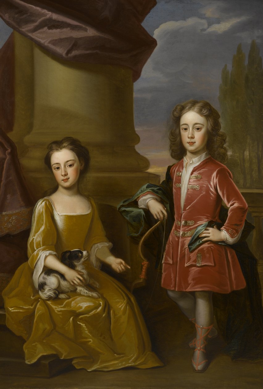 صورة مزدوجة لدودلي نورث وأخته آن 1714 زيت على قماش بواسطة روبرت بينج أو بينج