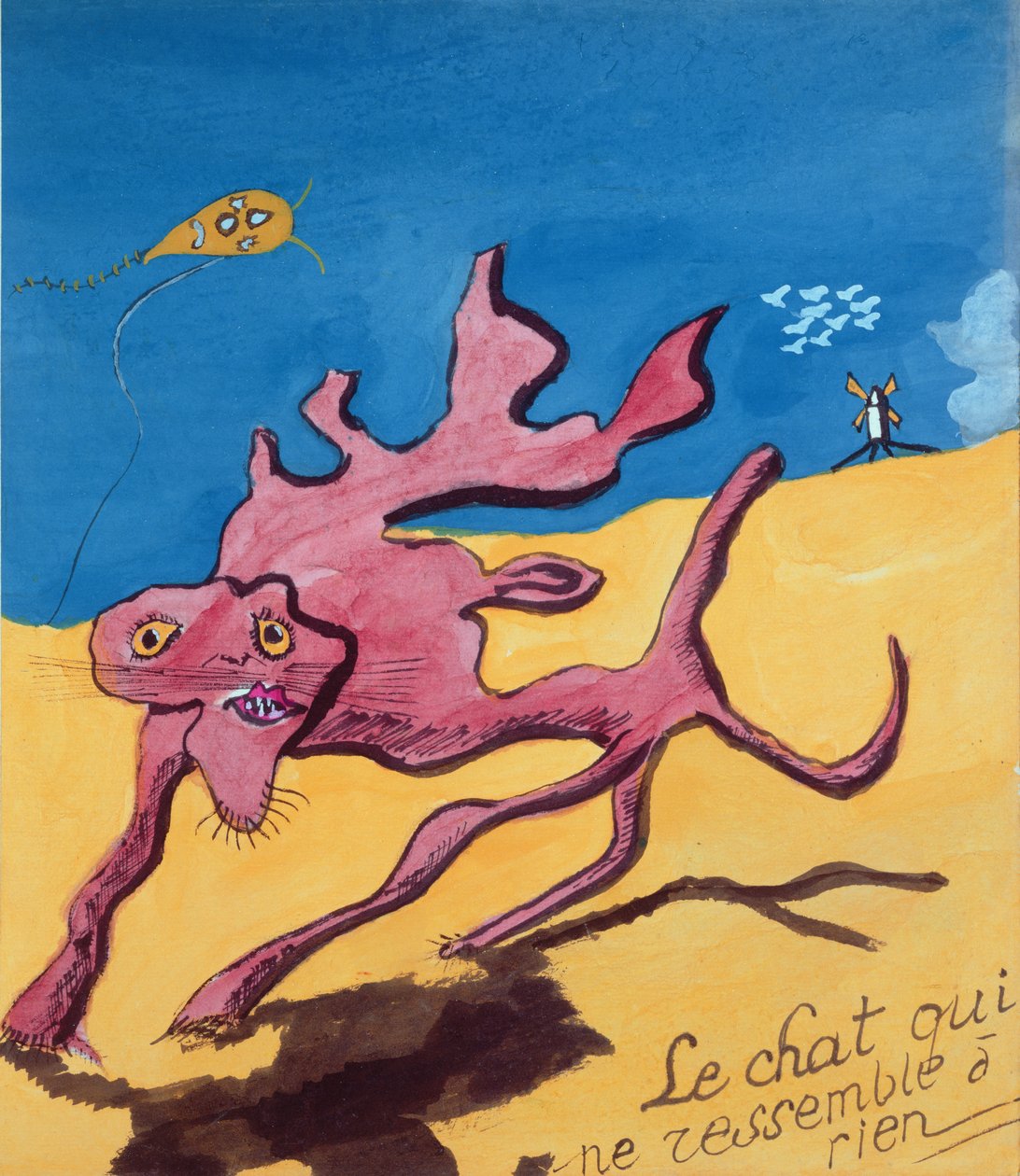 القط الذي لا يشبه أي شيء على وجه الأرض ، رسم توضيحي للمجموعة المكتوبة بخط اليد من قصائد "La Menagerie de Tristan" لروبرت ديسنوس ، 1932 بواسطة روبرت ديسنوس