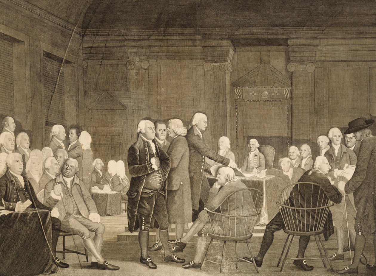 الكونغرس التصويت الاستقلال ، ج. 1795 (نقش على ورق مسدود) بواسطة روبرت إيدج باين