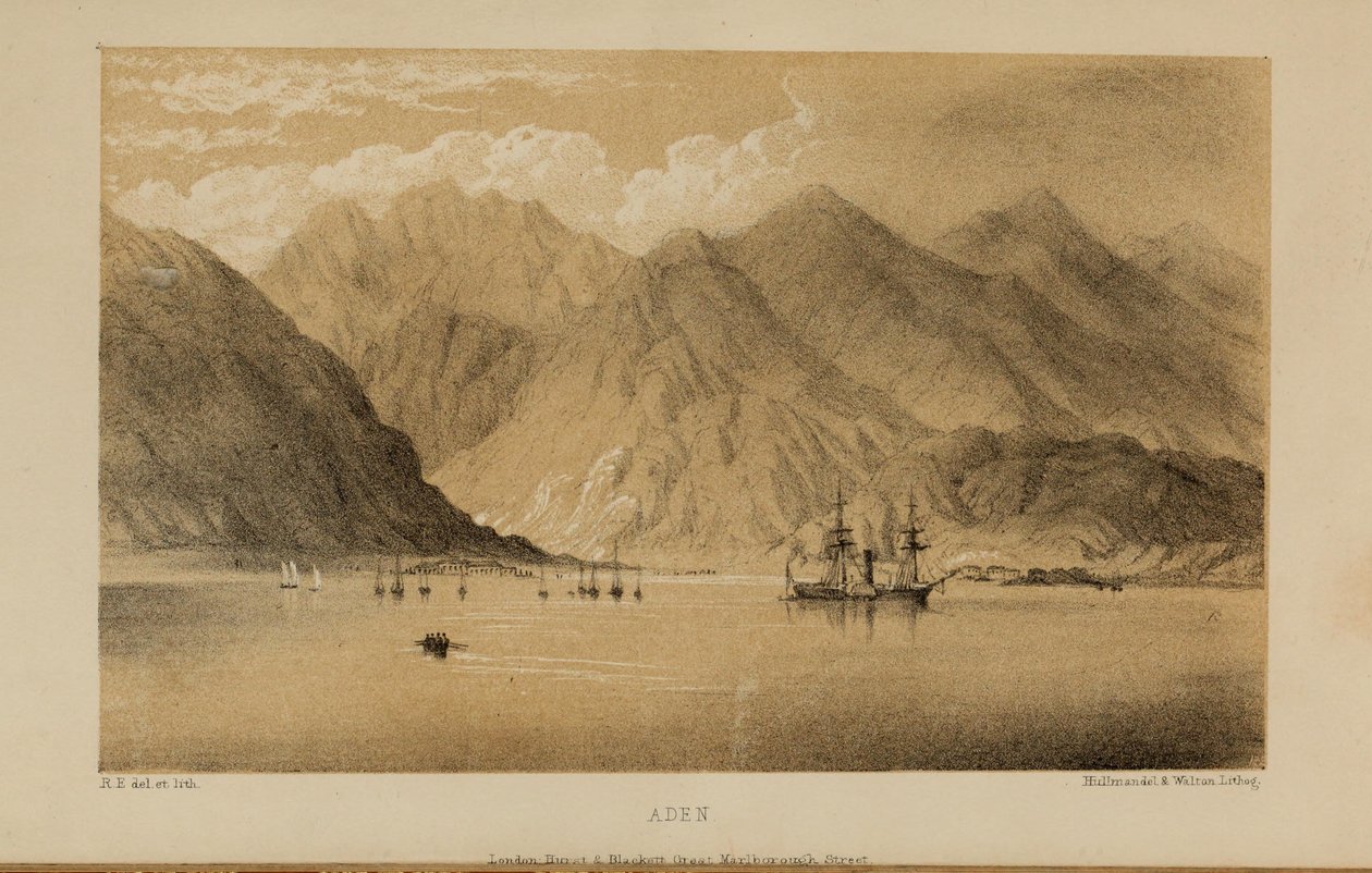 عدن ، لوحة ألوان مائية رسمها روبرت إلويس (1819-1878) ، رجل بريطاني شاب ثري من نورفولك بواسطة روبرت الويس